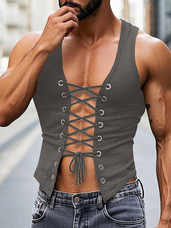 Mens Hollow-Out Cropped Sleeveless Tank SKUL04272