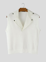 Men's Knit Leather Collar Cropped Tank SKUL54097