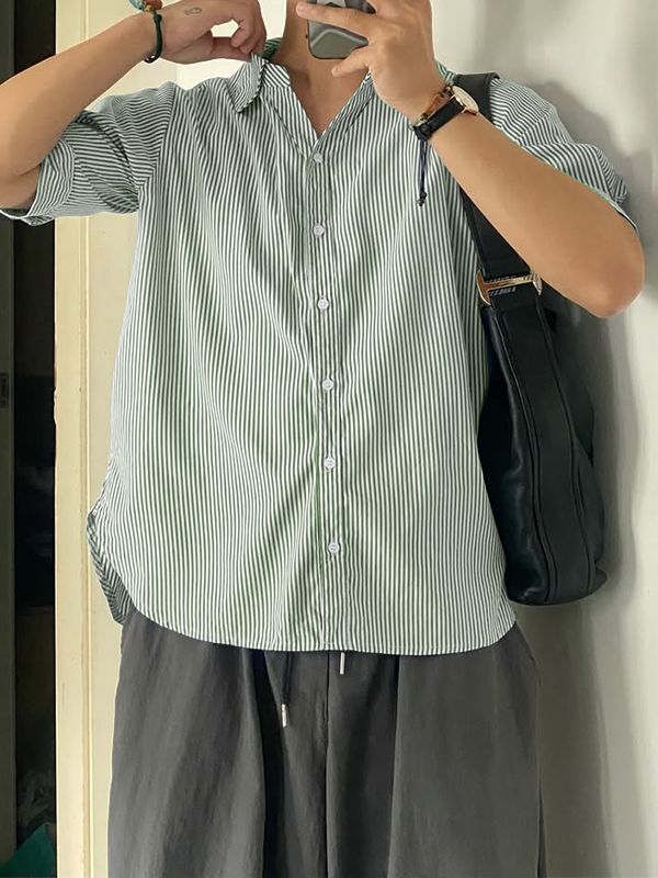 Men's Striped Casual Short Sleeve Shirt SKUL54704