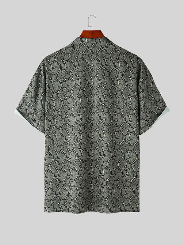 Mens Paisley Floral Print Revere Collar Shirt SKUK14474