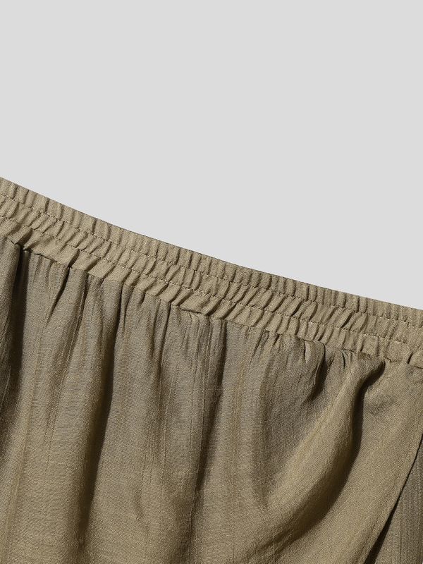 Men's Avant-Garde Deconstructed Asymmetric Drape Overlay Resort Beach Short SKUL71312