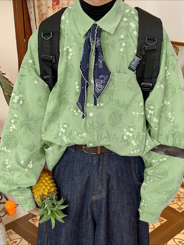 Men's Floral Print Long Sleeve Shirt SKUL43724