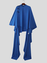 Men's Deconstructed New Chinese Style Floor-Length Long Sleeve Shirt SKUL48628