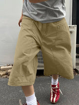 Men's Streetwear Rivet Stitching Loose Baggy Capri Pant SKUL68382