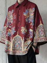 Men's Colorful Print 3/4 Length Sleeve Shirt SKUL49991