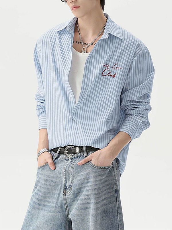 Men's Stripe Casual Long Sleeve Shirt SKUL27342
