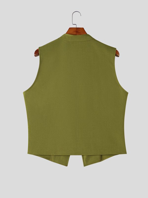 Men's Avant-Garde Victorian Double-Breasted Open-Front Tailored Waistcoat SKUL79522