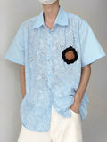 Mens Crochet Hollow Detail Short Sleeve Shirt SKUK17936