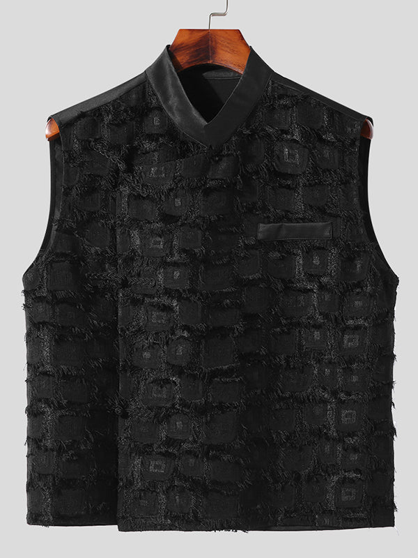 Mens Chinese Style Frog Button Jacquard Waistcoat SKUK14274