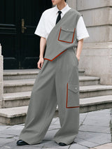 Men's Color Block One Shoulder Two Pieces Outfit SKUL37290