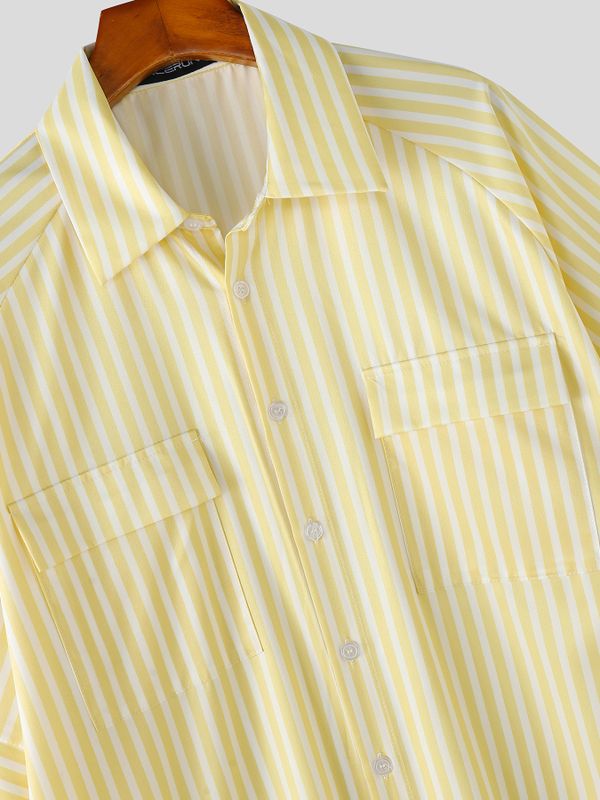 Men's Vacation Casual Lightweight Vertical Striped Two Pieces Outfit SKUL63012