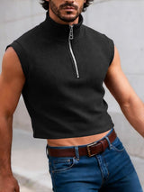 Men's Solid Color Textured High Neck Tank SKUL54042