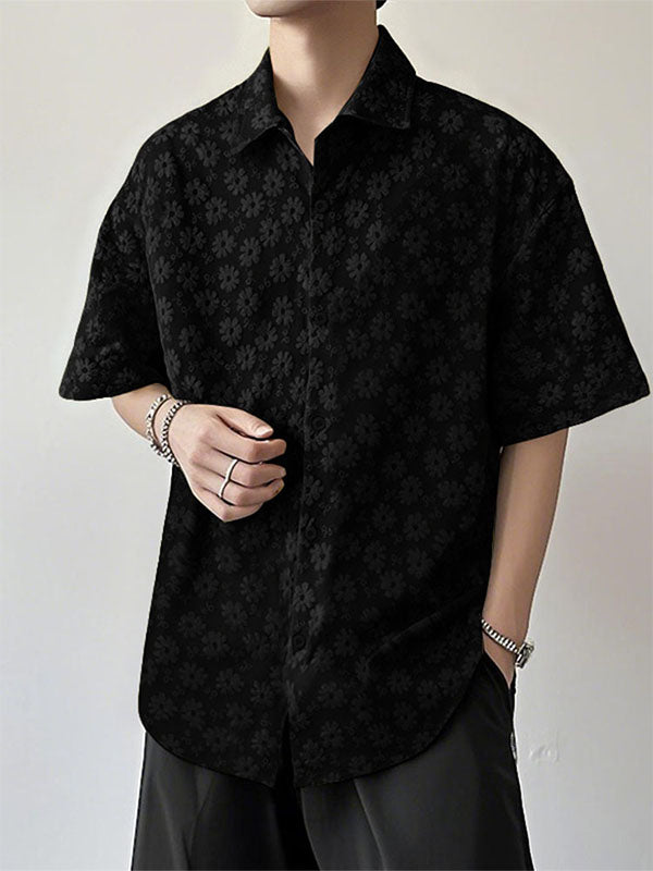 Mens Floral Print Textured Short Sleeve Shirt SKUL13715