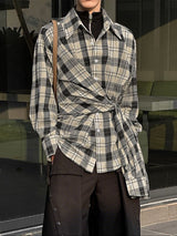 Men's Plaid Tie Long Sleeve Shirt SKUL31914
