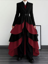 Men's Irregular Pleated Layered Hem Long Sleeve Blazer SKUL35326