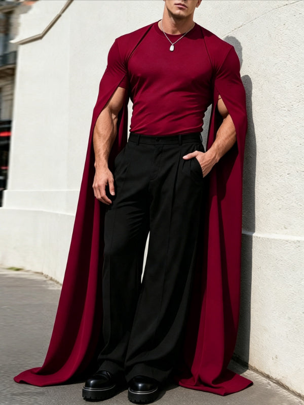 Men's Romantic Avant-Garde Split-Cape T-shirt SKUL80465