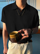 Men's Solid Color Casual Lapel Short Sleeve Shirt SKUL23750