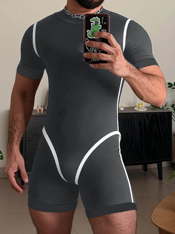 Men's Colorblock Short Sleeve Bodysuit SKUL22192