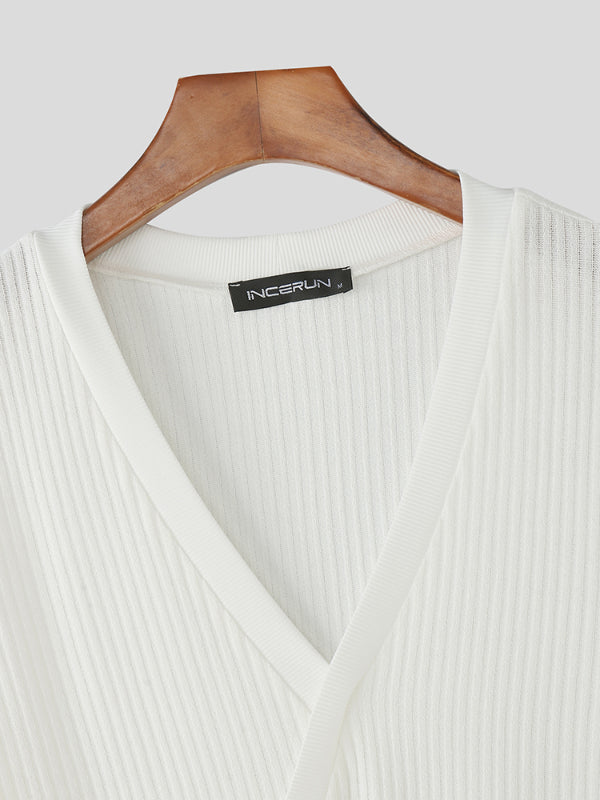 Mens Solid Color Textured Short Sleeve T-Shirt SKUL18990