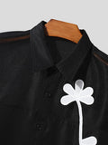 Mens Floral Jacquard Mesh Patchwork Shirt SKUK44487
