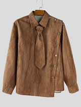 Men's Tie Dye Print Tie Long Sleeve Shirt SKUL30415