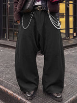 Men's Early Autumn Urban Casual Metal Chain Accent Baggy Wide Leg Long Pant SKUL73715