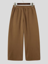 Men's Urban Casual Contrast Color Block Wide Leg Elastic Waist Full Length Pant SKUL82458