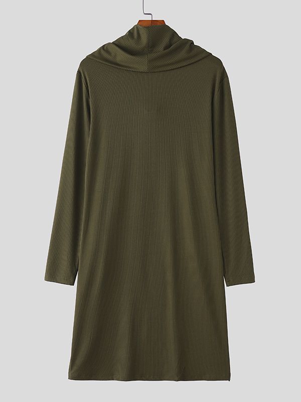 Men's Textured Long Hem Long Sleeve T-Shirt SKUL45221