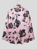 Mens Floral Print Tie Neck Satin Shirt SKUK26554