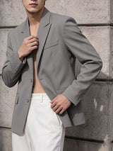 Men's Yuppie Smart-Casual Relaxed Tailored Single-Breasted Long Sleeve Blazer SKUL78170