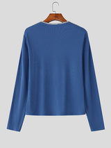 Men's Metal Buckle Webbing Decorated Knitted Long Sleeve Sweater SKUL39036