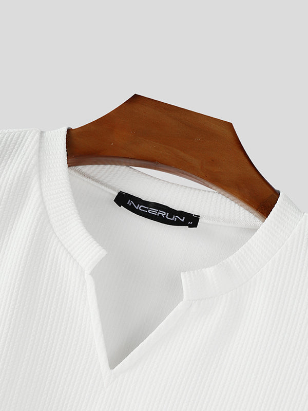 Men's Minimalist Textured Long Sleeve T-Shirt SKUL30772