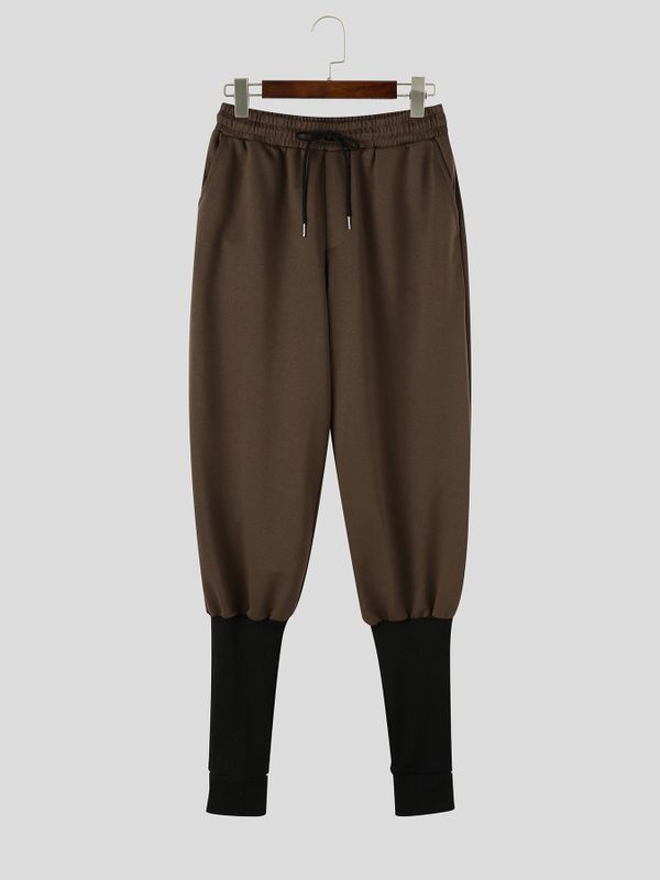 Men's Avant-Garde Gym Stirrup Leg Wrap 2-in-1 Drawstring Waist Full Length Pant SKUL84003
