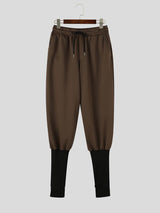 Men's Avant-Garde Gym Stirrup Leg Wrap 2-in-1 Drawstring Waist Full Length Pant SKUL84003