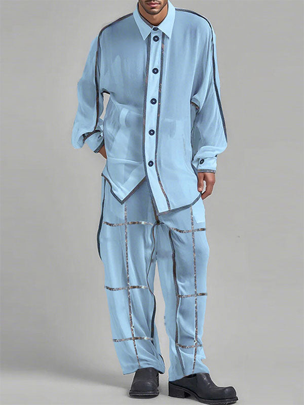 Men's Colorblock Striped Casual Two Pieces Outfit SKUL23785