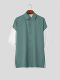 Mens Contrast Patchwork Half Sleeve Split Shirt SKUK12444
