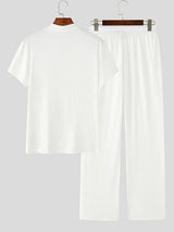 Men's Solid Color Textured Two Pieces Outfit SKUL38998