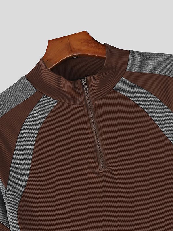 Men's Utility Style Contrast Color Short Sleeve T-shirt SKUL54077