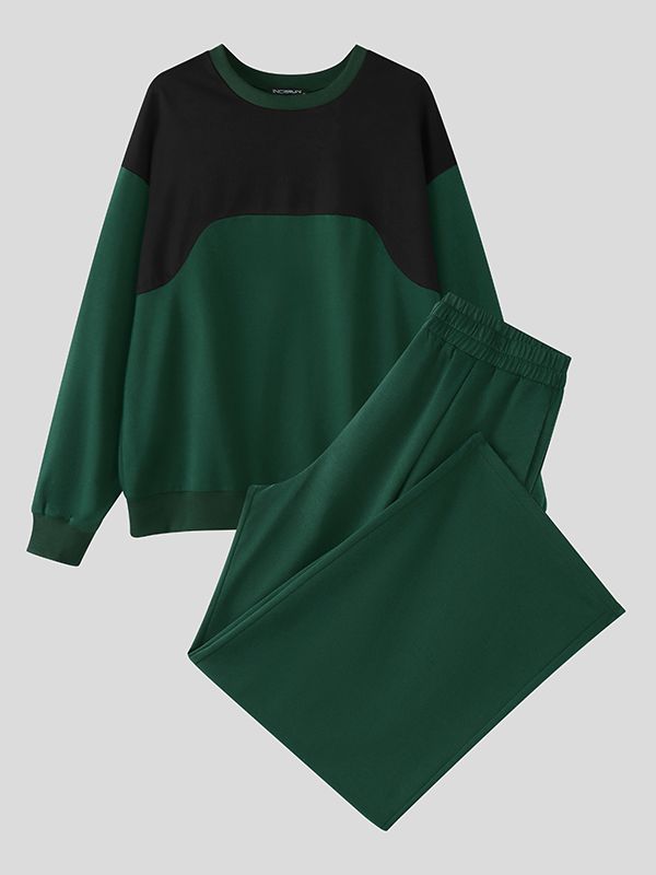 Men's Contrast Color Casual Two Piece Outfit SKUL45256