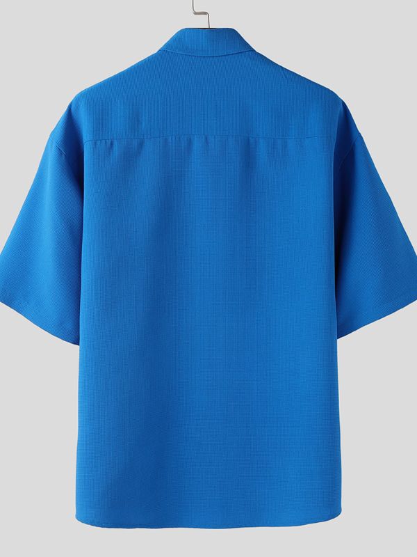 Men's Detachable Tie Textured Half Sleeve Shirt SKUL38896