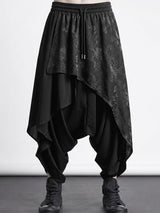 Men's Avant-Garde Dark Aesthetic Deconstructed Layered Jacquard Drop-Crotch Pant SKUL69617