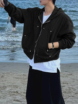 Men's Deconstructed Cropped Zip Long Sleeve Hoodie SKUL40098