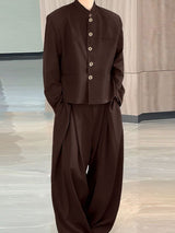 Men's Solid Button Two Pieces Outfit SKUL30566