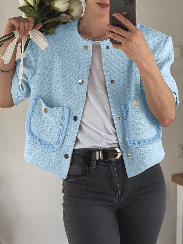 Men's Solid Color Chanel Style Long Sleeve Jacket SKUL40292