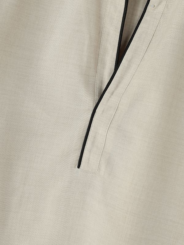 Men's Chill Relaxed City Walk Drop Shoulder Contrast Trim 3/4 Wide Sleeve Shirt SKUL85484