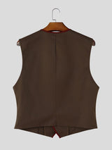 Men's Vintage Gentleman Formal Wedding Contrast Trim V-Neck Waistcoat SKUL83505