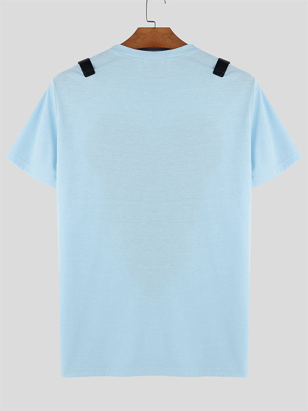 Mens Heart Print Patchwork Short Sleeve T-Shirt SKUL03026