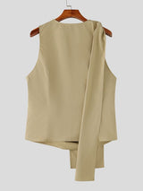 Men's Avant-Garde Party Shoulder Sash Side Ruched Sleeveless Round Neck Tank SKUL80514