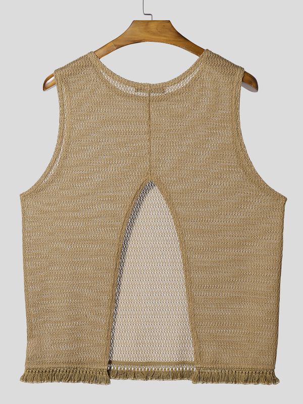 Men's Avant-Garde Split Back Textured Tank SKUL54717