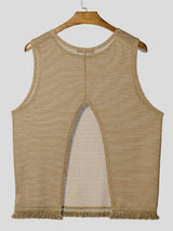 Men's Avant-Garde Split Back Textured Tank SKUL54717